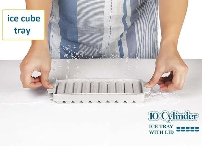 10 Cylinder Ice Cube Tray with Lid (Pack of 2)